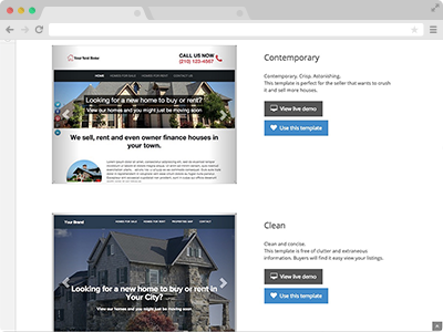 several real estate listing website tempalates to choose from for selling or renting houses