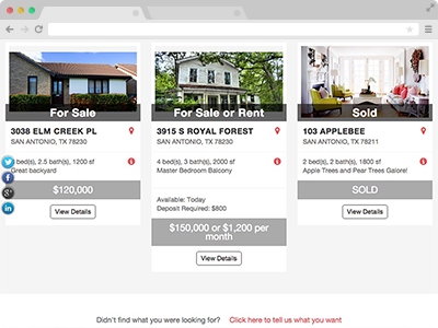 show listings of your houses for sale or for rent